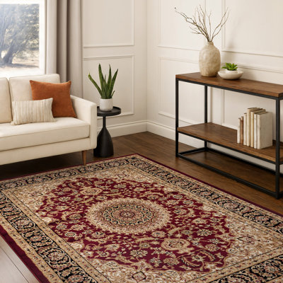 Tapis oriental bourgogne / moutarde / noir Shiflett