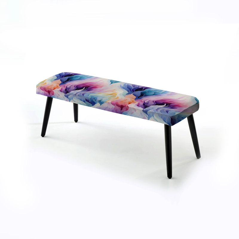 Ikat Mirage coloré - banc noir rembourré abstrait