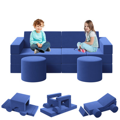 Canapé de jeu modulaire pour enfants, 13 pièces, convertible, en mousse, pour tout-petits et bébés. Canapé d'angle polyvalent pour une salle de jeux créative et ludique (gris).