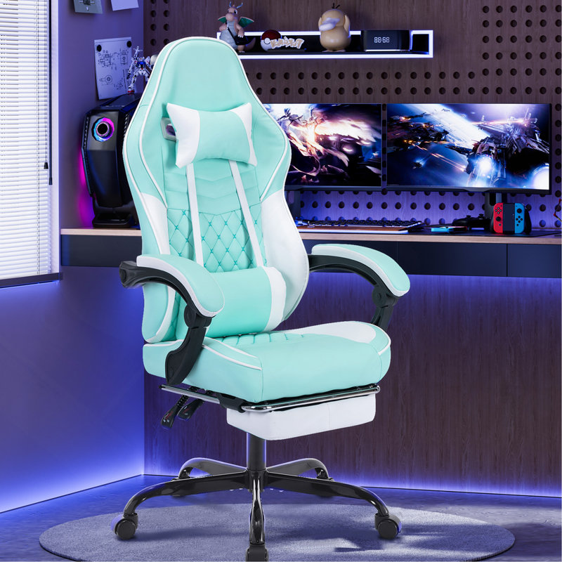 Ergonomic Video Gamer Chairs,Computer Gaming Chairs With Massage Lumbar Support And Footrest,Racing Style Computer Chair Adjustable Headrest For Adults