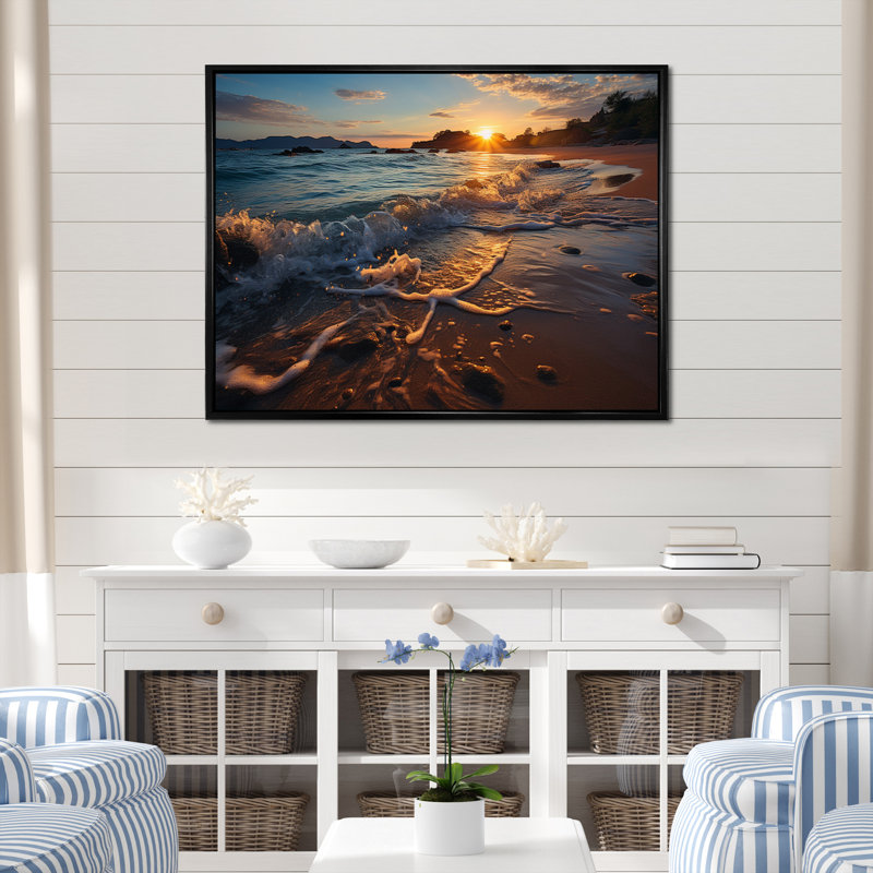 Beach Photo Sunset Serenade V - reproduction, Cadre flottant noir, 24" H x 32" W