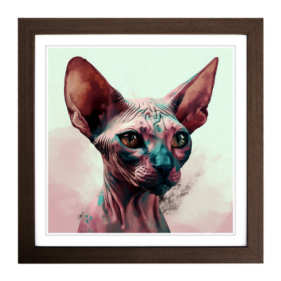 Sphynx Cat Digital Art No.1 - Framed Print