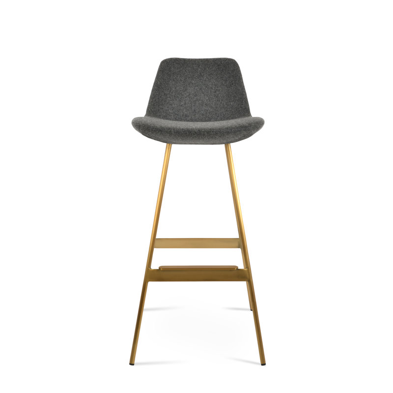 Tabouret Pera Balat, Laiton, Laine gris foncé, Tabouret de comptoir (siège d'une hauteur de 24 p