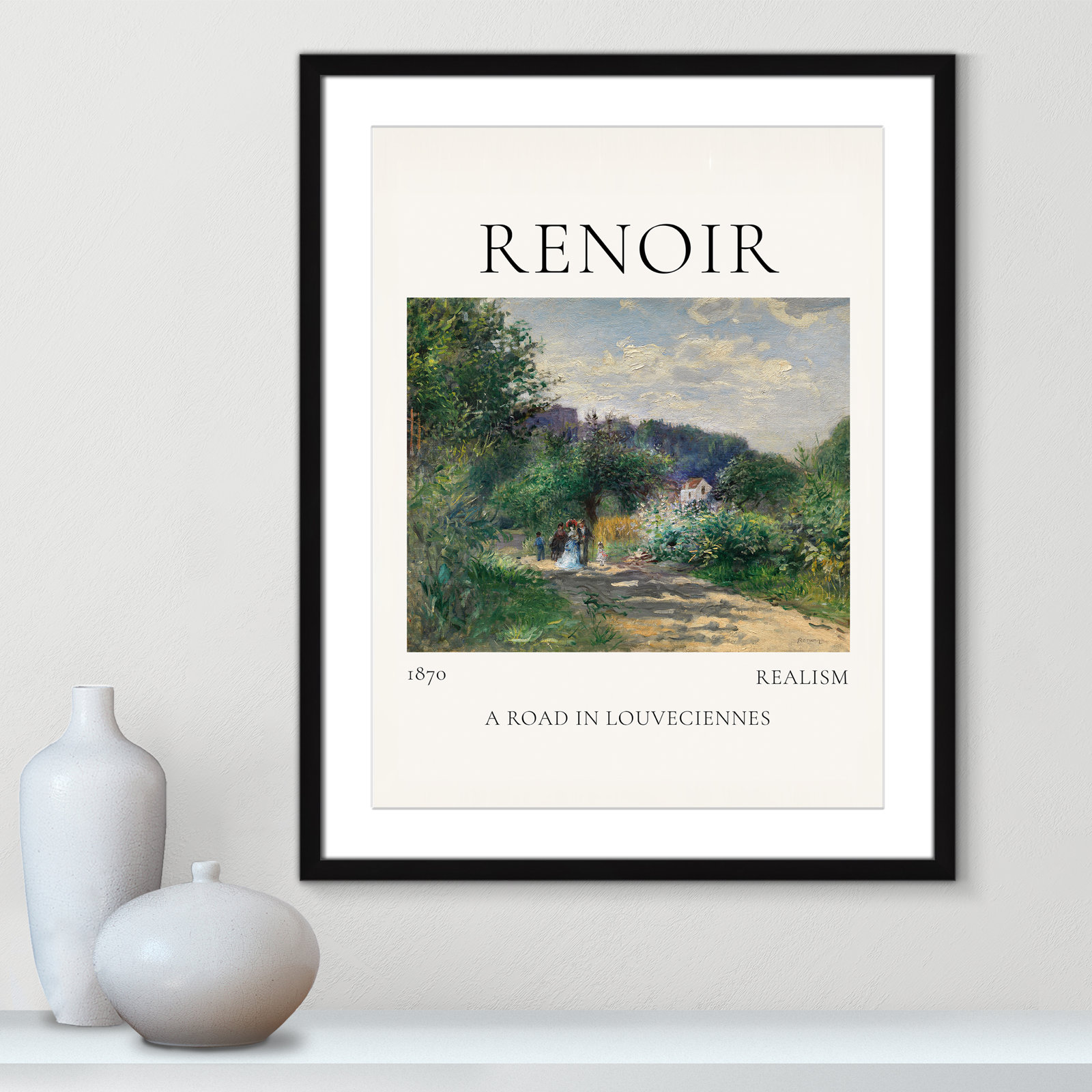 Rocchetto "A Road in Louveciennes" Print, Black Single Picture Frame, Yes, 29.5" H x 23.5" W x 1.25" D
