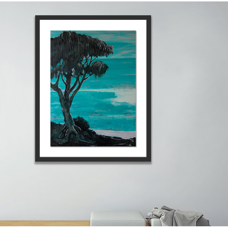 Tree Watching The Sea Print by Peter De Boer, 40" H x 32" W x 2.5" D, Black