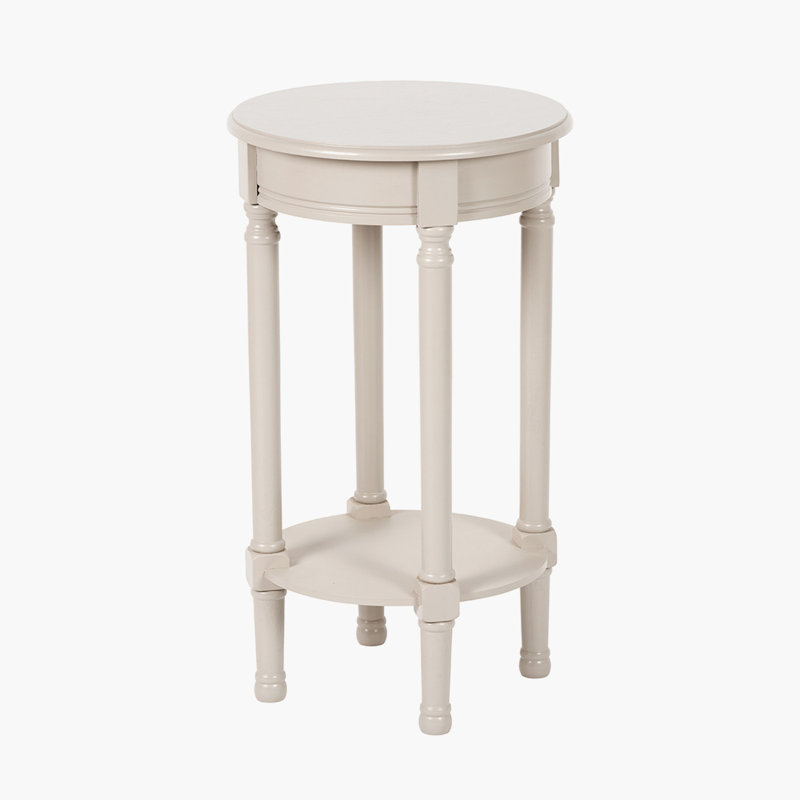 Abree Solid Wood End Table, Putty Beige