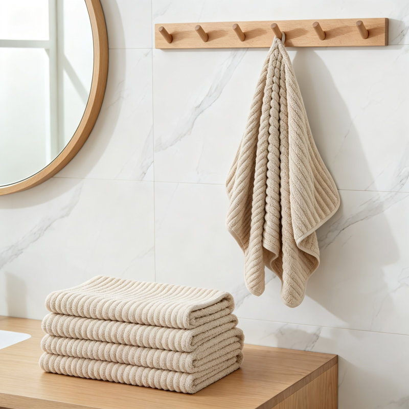 6-Piece Bath Towel Set (Beige), Beige