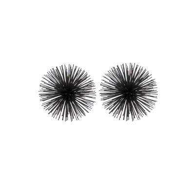 Set of Two Iron Decorative Spiky Sphere Tabletop Sculptures
