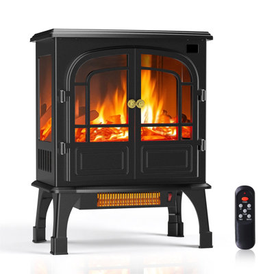 Poêle électrique, chauffage électrique rapide avec luminosité de flamme réglable. Télécommande pour salon, chambre à coucher