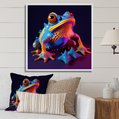 3D Neon Frog I - reproduction sur toile