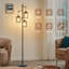 Lampe sur pied 70 po à 3 lumières à intensité variable avec abat-jour cage et ampoules DEL 70 po Farmhouse