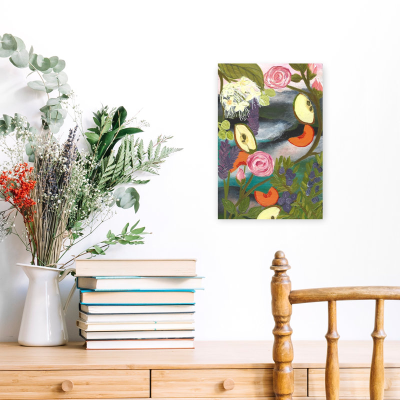 «Vibrant Garden Fruits Abstract Colorful Vibrant Rose Fruit Landscape», reproduction d'art murale, H 18 po x l 12 po