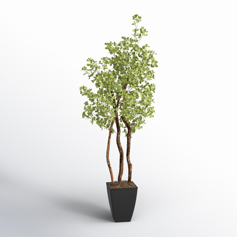 84'' Faux Star Leaf Tree Tree in Metal Planter