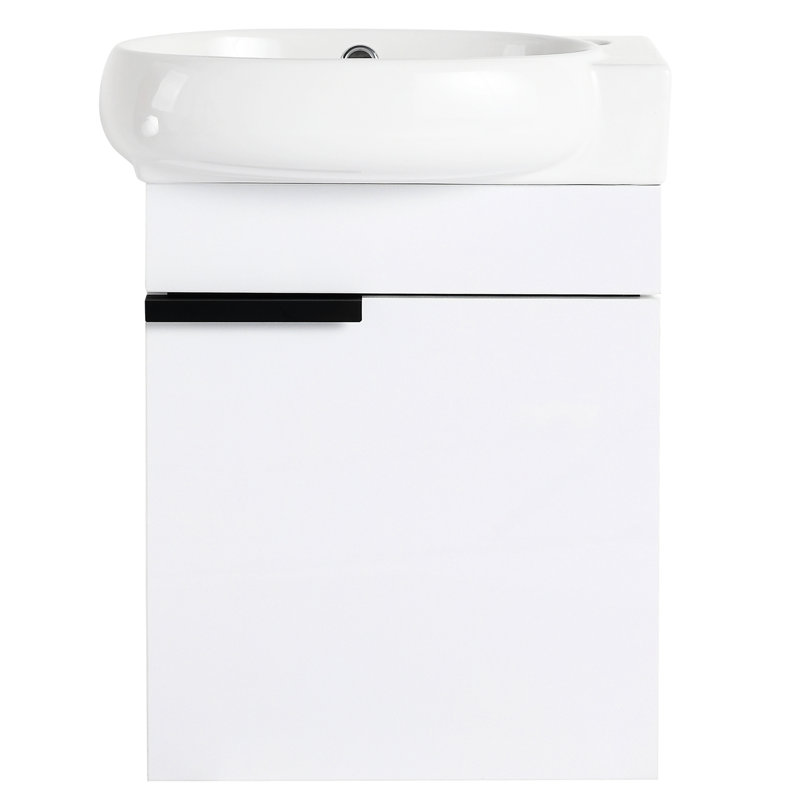 Petit meuble-lavabo, lavabo de 16 pouces, charnières de porte à fermeture douce, lavabo mural élégant, pouces, portes, pour espaces