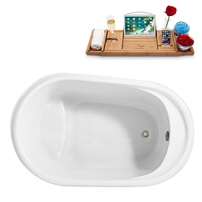 1300mm x 800.1mm Soaking Acrylic Bathtub, Brushed Nickel