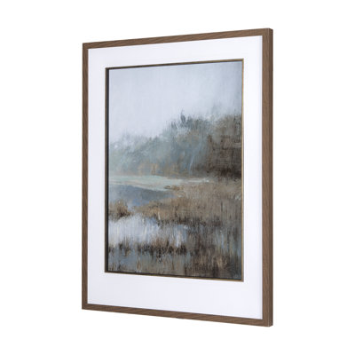 Misty day II a Hand Embelished Textured Framed Art Print Matted under Glass