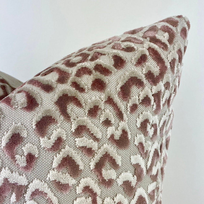 Velvet Leopard Throw Pillow Cover, Blush, 20" x 20"