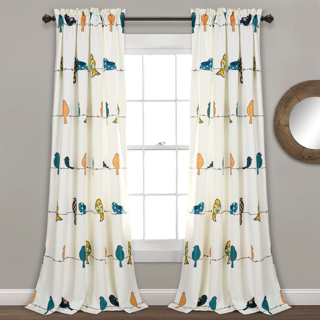 Rowley Birds Room Darkening Thermal Rod Pocket Curtain Panels (Set of 2) Frifoho