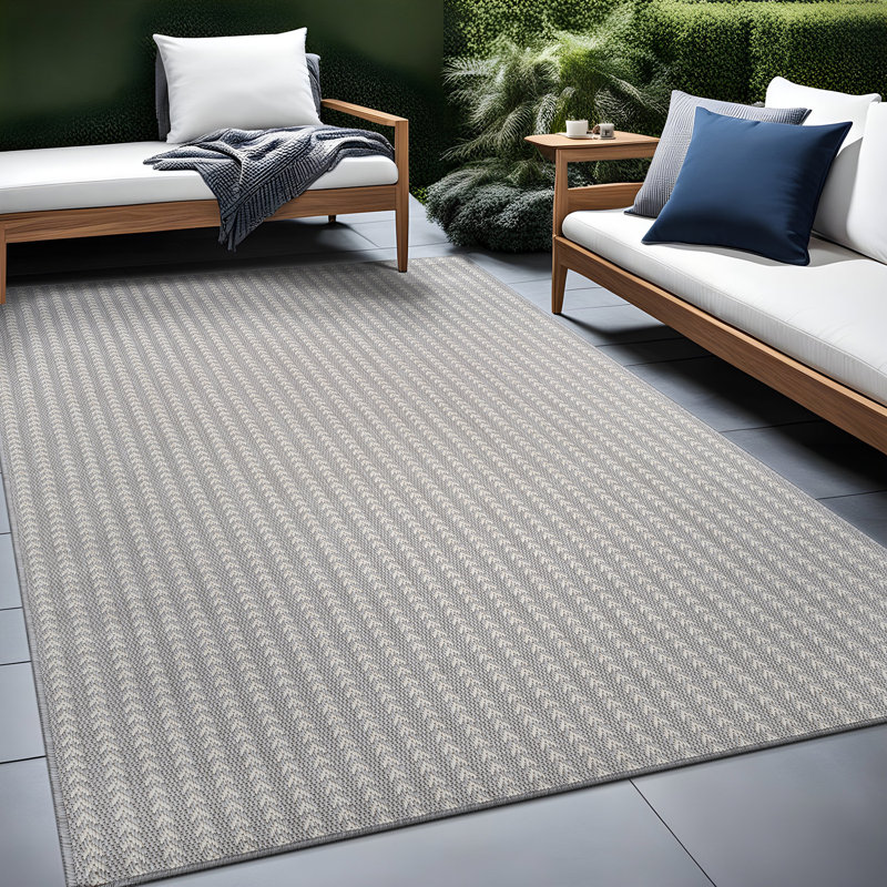 Tapis intérieur à chevrons, Gray, Rectangle 6' x 9'