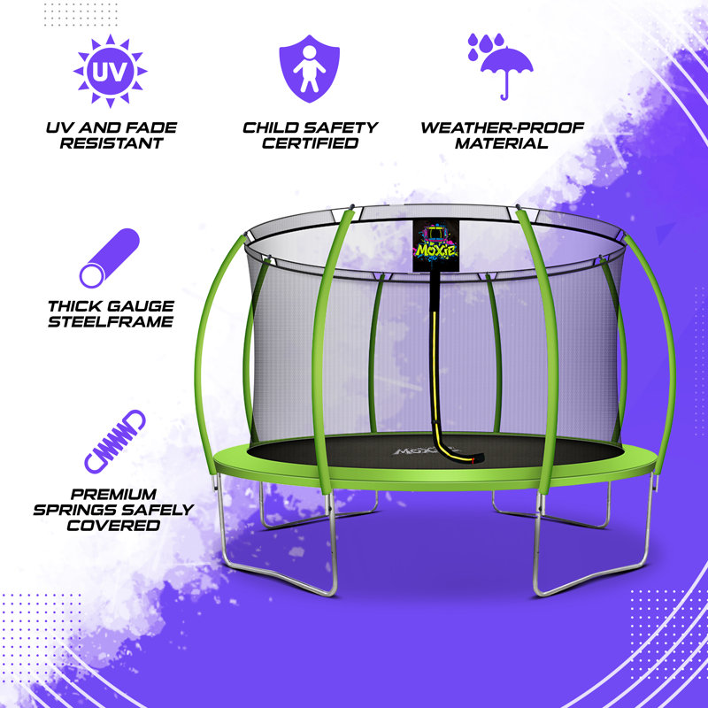 Green Apple 12' Round Trampoline with Enclosure and Steel Frame