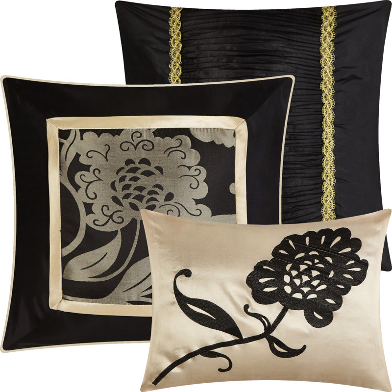 Burgundy and Gold King Microfiber Floral Comforter Set