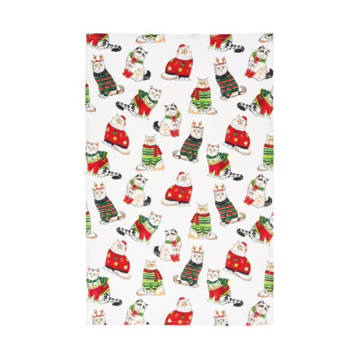 Torchon 100% coton Cats in Christmas Holiday