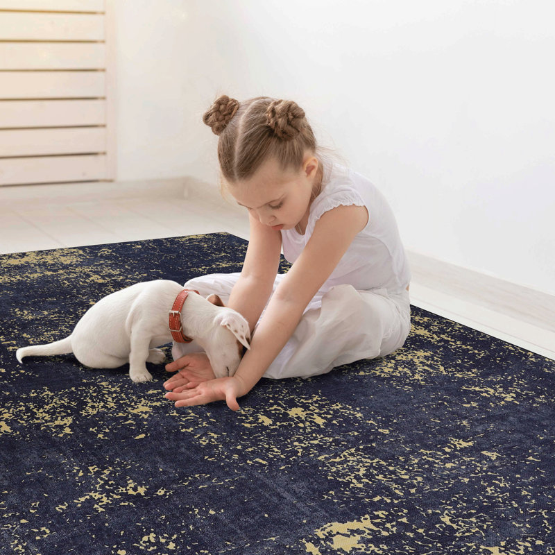 Tapis fonctionnel pratique noir et or 5 pi x 8 pi
