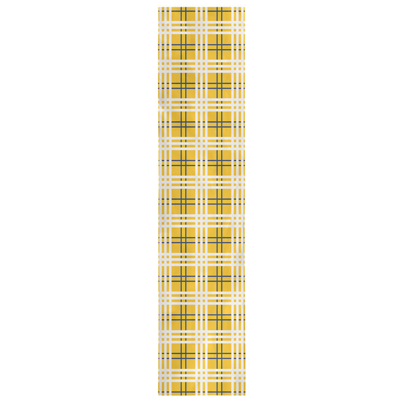 Paid Polyester Table Runner, 90" L x 16" W, Gold/Navy Blue/White