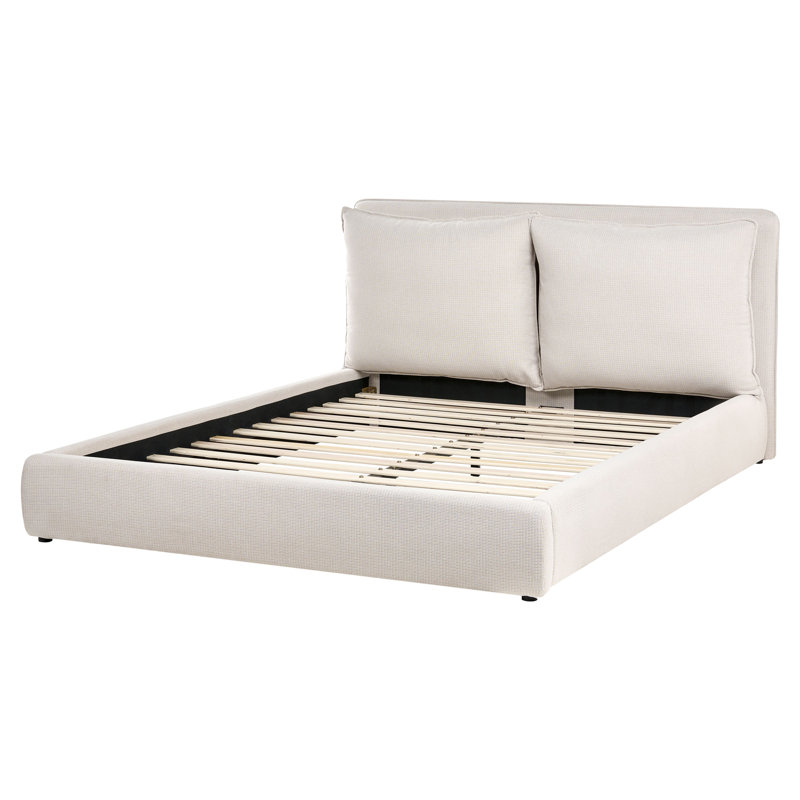 Cayli Upholstered Bed, Beige, European Kingsize (160 x 200 cm)