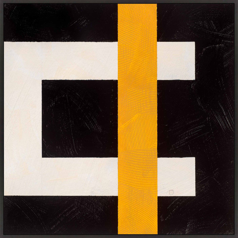 Composition with Yellow 3 par Robert Kamnatnik - Art mural encadré, Toile encadrée noire, H 16 po x l 16 po x P 1,38 po