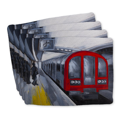 Ensemble de 4 napperons «People Waiting Metro»