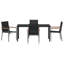 5 Piece Garden Dining Set Black PVC-coated polyester