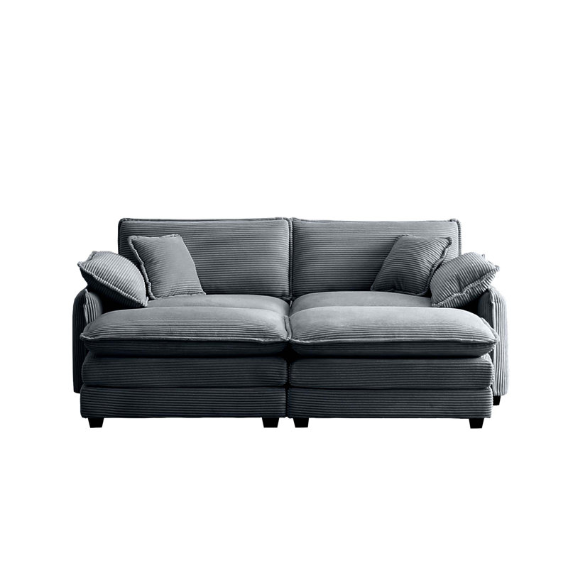 Kadeija Corduroy U-Shaped Sectional Reversible, Gray Corduroy