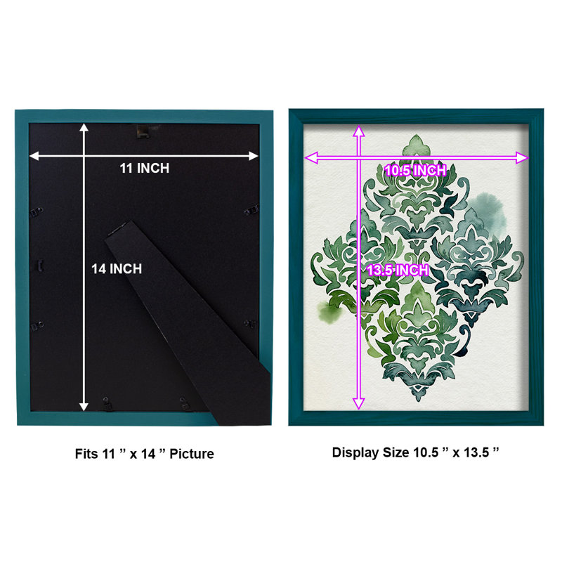Motif algue et azule II - impression encadrée avec verre, L 12 po x H 15 po x P 1 po, Cadre bleu