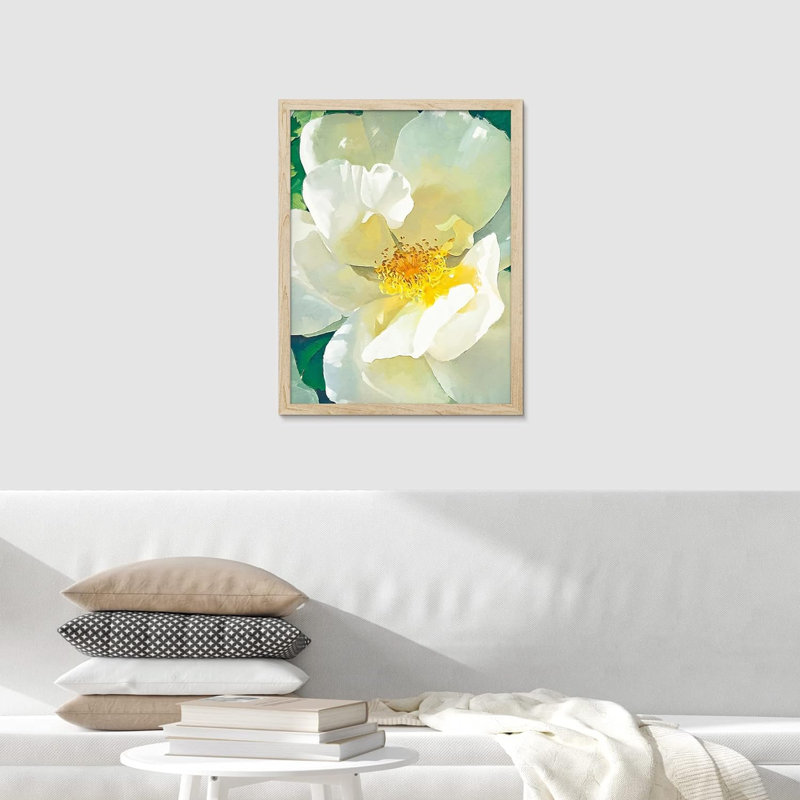 Art mural floral pastel blanc magnolia, impressions botaniques décoratives pour salon, encadré sur papier, Naturel