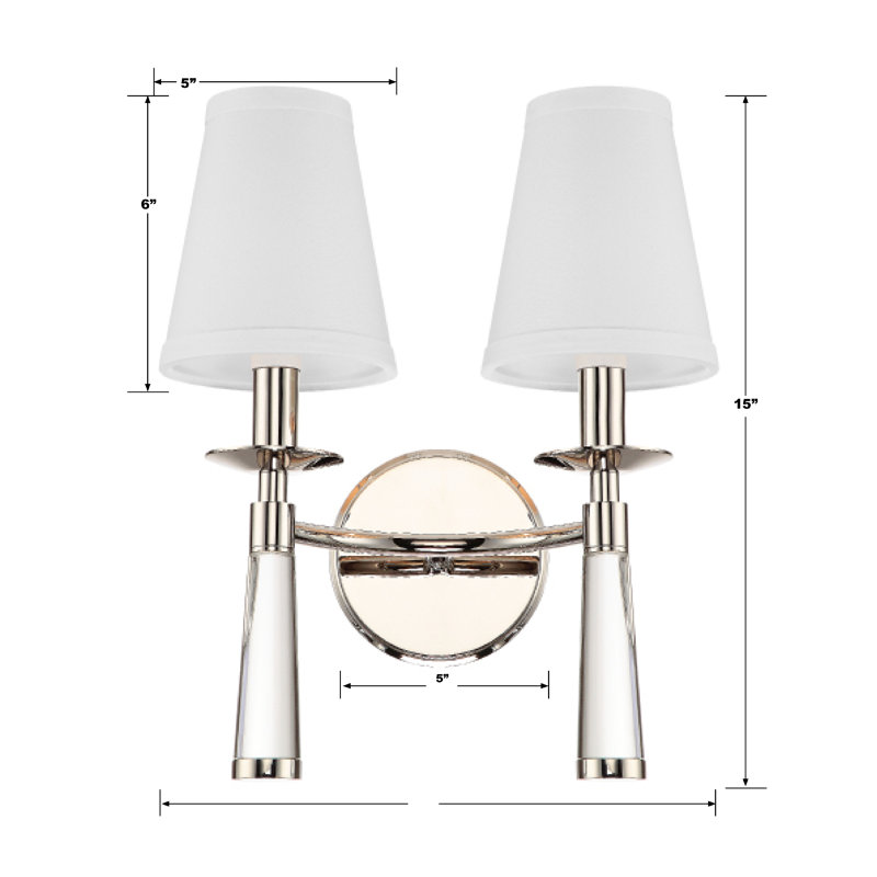 Baxter 2 Light Sconce, Polished Nickel