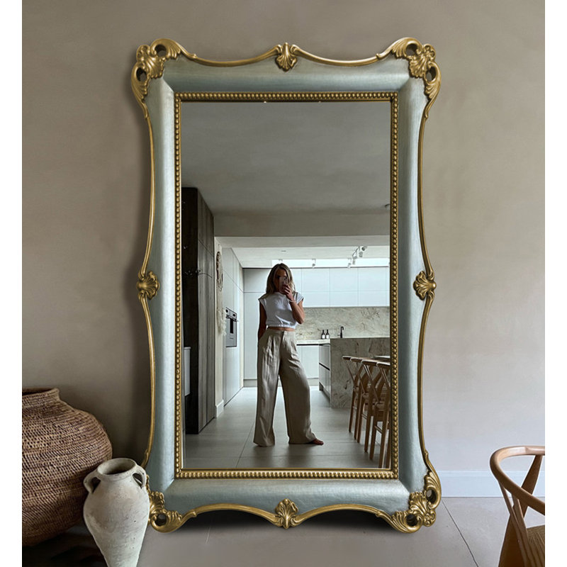 American Vintage Carved Frame Explosion-Proof Full-Length Mirror, 70.87" H x 31.5" W