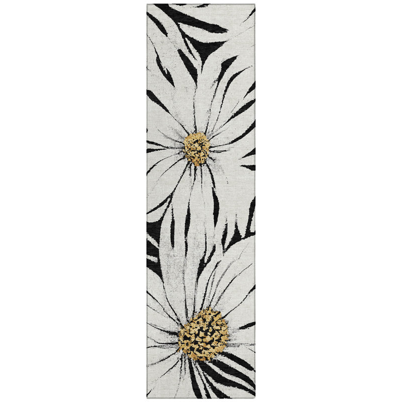 Machine Washable Indoor/Outdoor Oliveras ACN2263 Floral Rug, Runner 2'3" x 7'6"