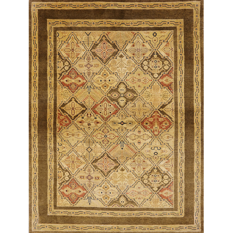 Tapis oriental jaune / brun Saugatuck, Rectangle 3 pi x 5 pi