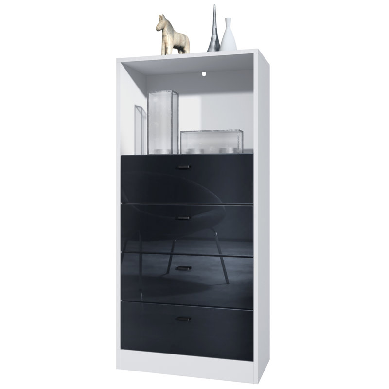 Frano 4 Drawer 56Cm W Chest of Drawers, White matt/Black high gloss