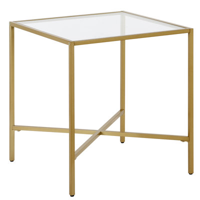 Glass Top Cross Legs End Table