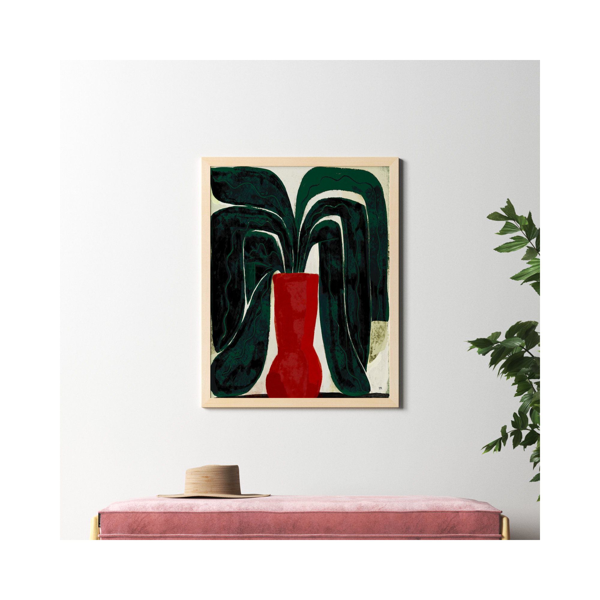 Plant #8 by StudioM, 38" H x 30" W x 1.25" D, Brown
