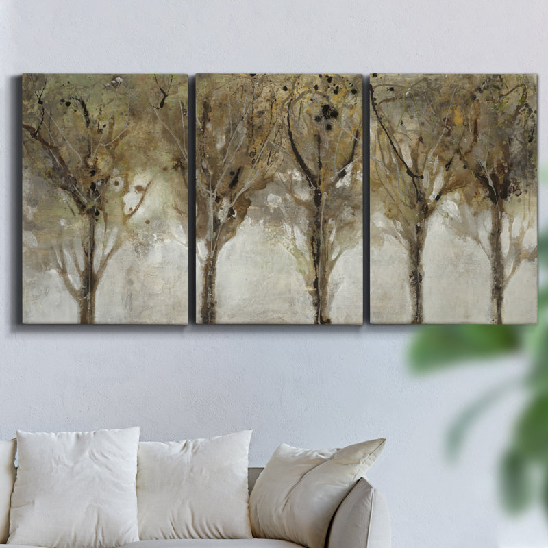 «Vessels And Blooms Blues On Canvas», reproduction de 3 pièces, H 36 po x l 72 po x P 2 po