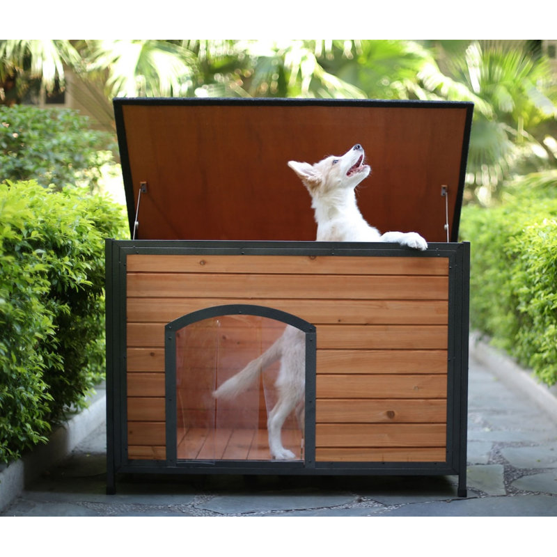 Genovica Wood Dog House, 29.54" H x 26.37" W x 43.30" D