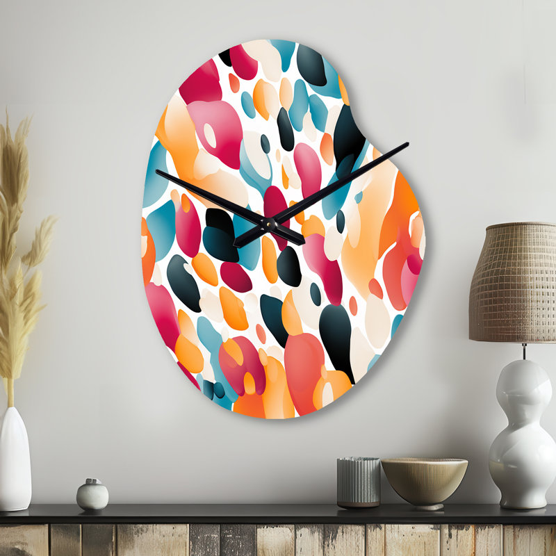 Pink And Blue Vibrant Abstract Wilderness - Pear Shape Large Purple Wall Clock Sculpture, Small