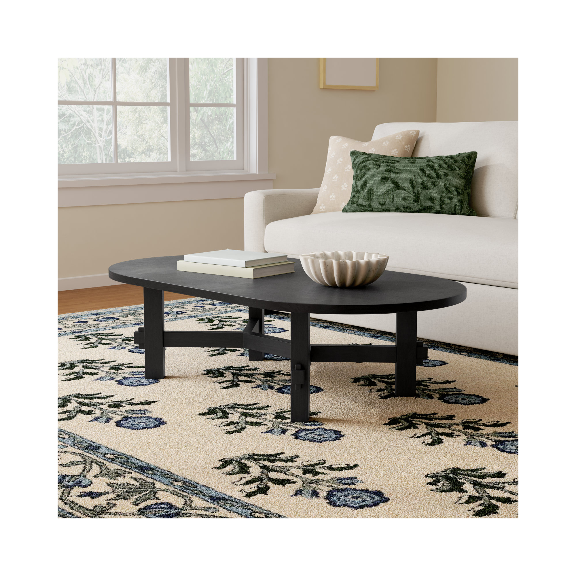 Tabytha Solid Wood Coffee Table, Black