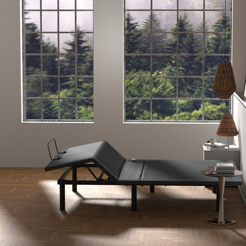 Black + Gray Os4 Bed - Head And Foot Adjustable With Padding Full Size Base Zero Gravity Option Extra Strength Frame, Full
