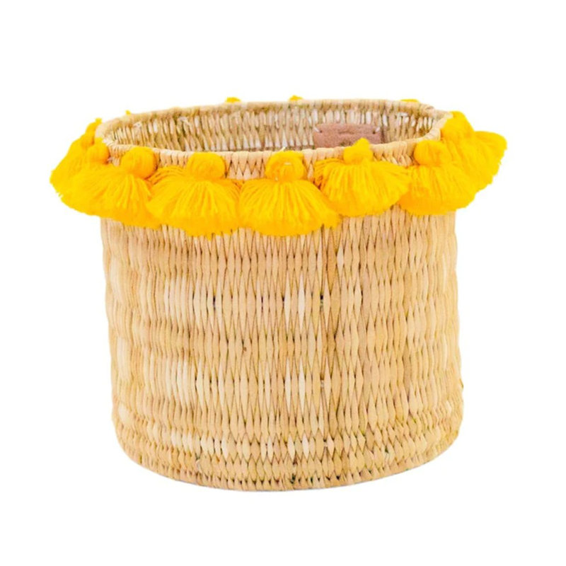 Grand panier avec pompons Séverine, Mangue