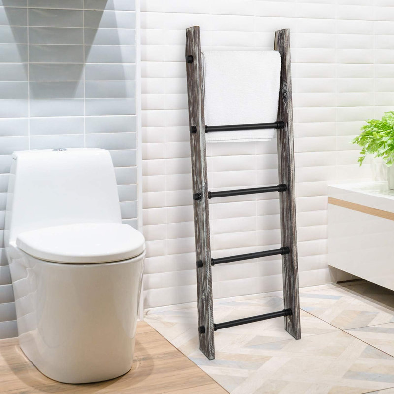 Farmhouse Solid Wood 4 ft Blanket Ladder