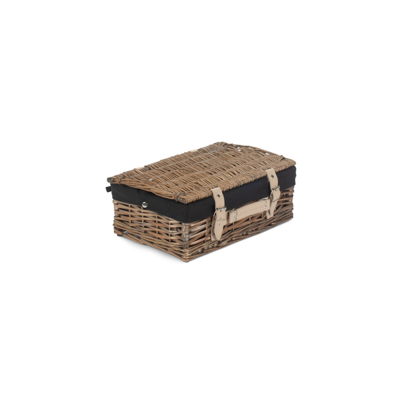 Wicker Hamper Basket with Lining, Antique Wash/Black, 15cm H x 36cm W x 26cm D